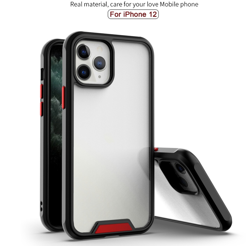 Good quality Shockproof phone case for iphone 12 Transparent Acrylic TPU Silicone 2 in 1 Mobile Phone Case for iPhone 12 Case