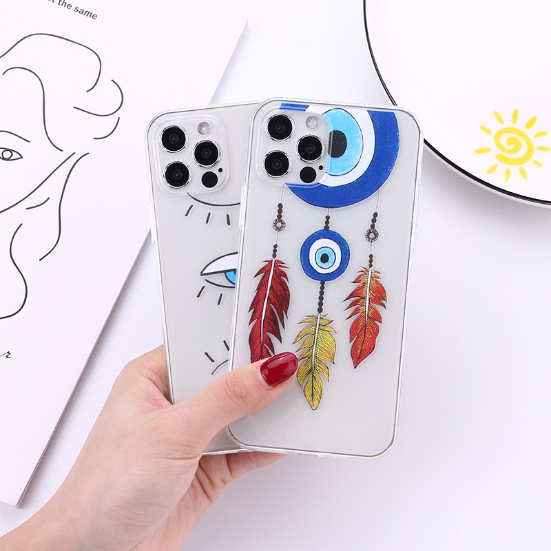 Best selling painted TPU evil eye transparent soft shell mobile phone case