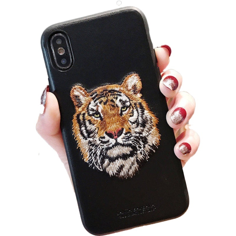 Shockproof Protective Smart Cover 3d Floral Embroidered Embroidery Real Leather Mobile Phone Case