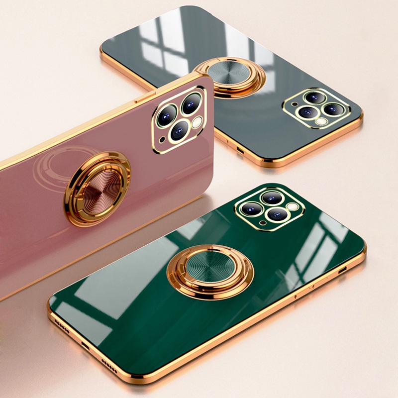 Factory  New Luxury Silicone Mobile Phone Case For iPhone 13 mini/13 Pro Max Magnetic Car Holder Finger Ring Soft Shell