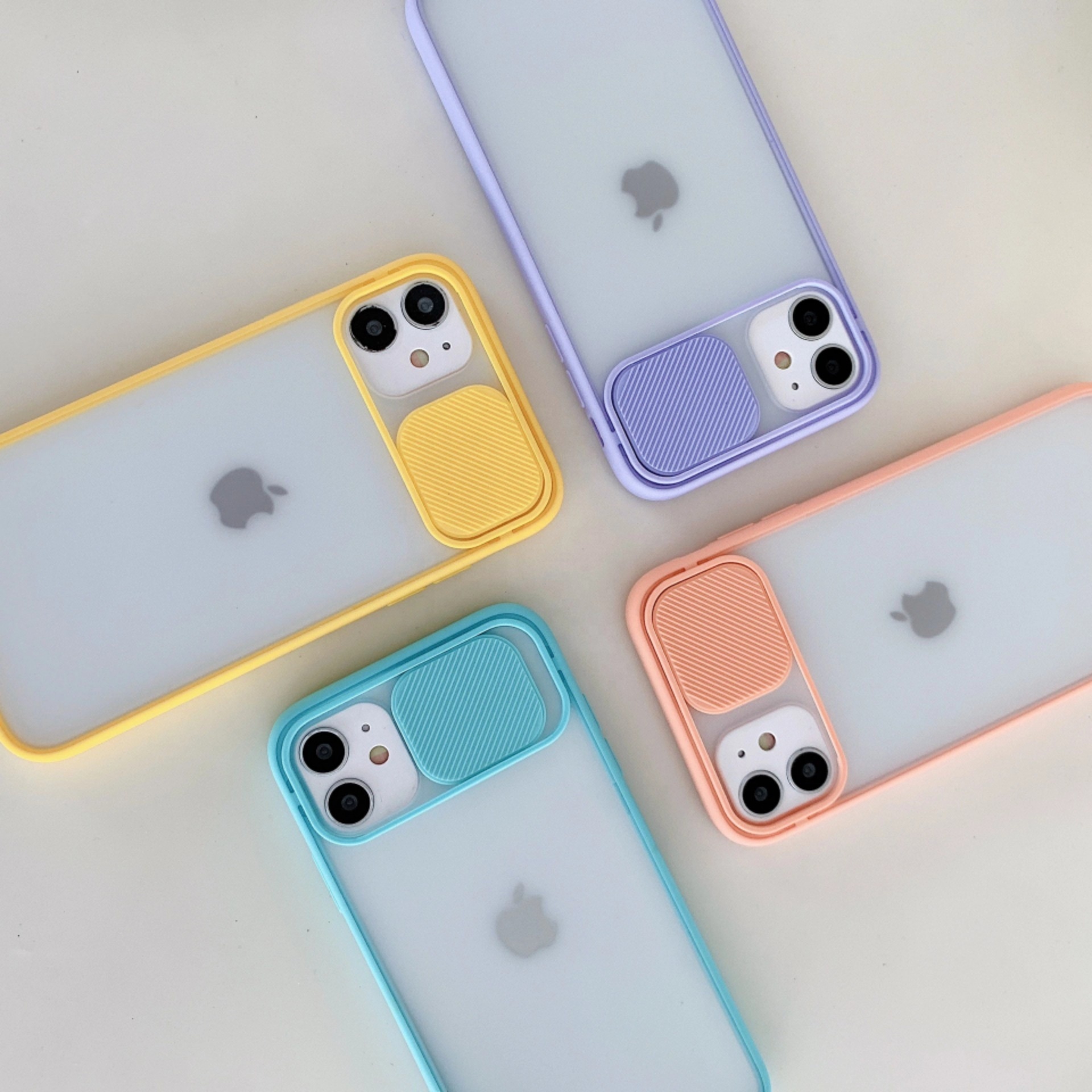 Slide Camera Lens Protection Shockproof Phone Case For iPhone 12 11 Pro Max XR XS Max 7 8 Plus X SE 2020 PC Matte Back Cover