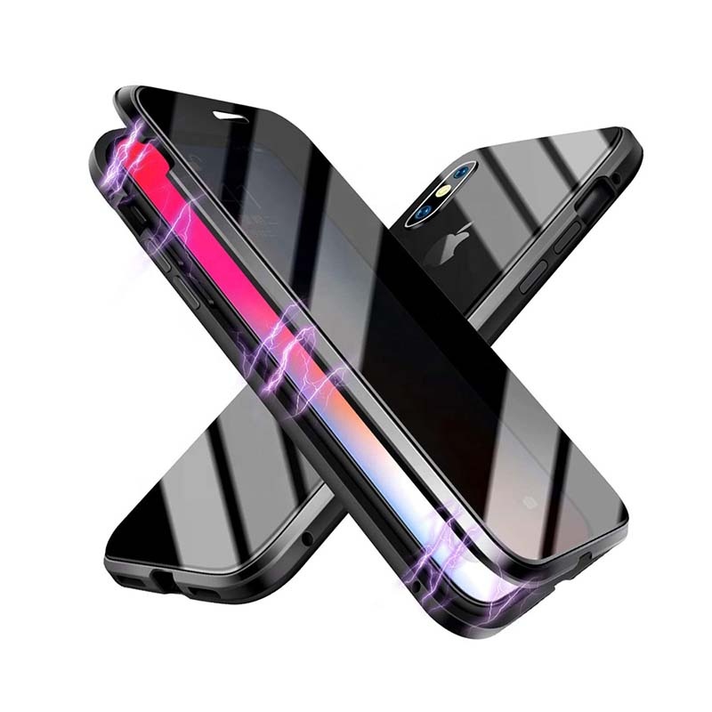 New Cell Phone Magnetic Case For iPhone 13 12 X 8 7 6s 6 Plus Case Ultra Slim PC Frame Tempered Glass Cover Magnetic Phone Case