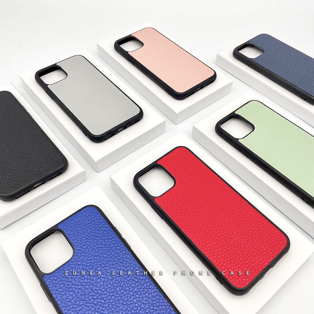 PU Lichee Pebbled Vegan Leather Mobile Phone Case Back Cover for tde iPhone 12 11 Pro Max