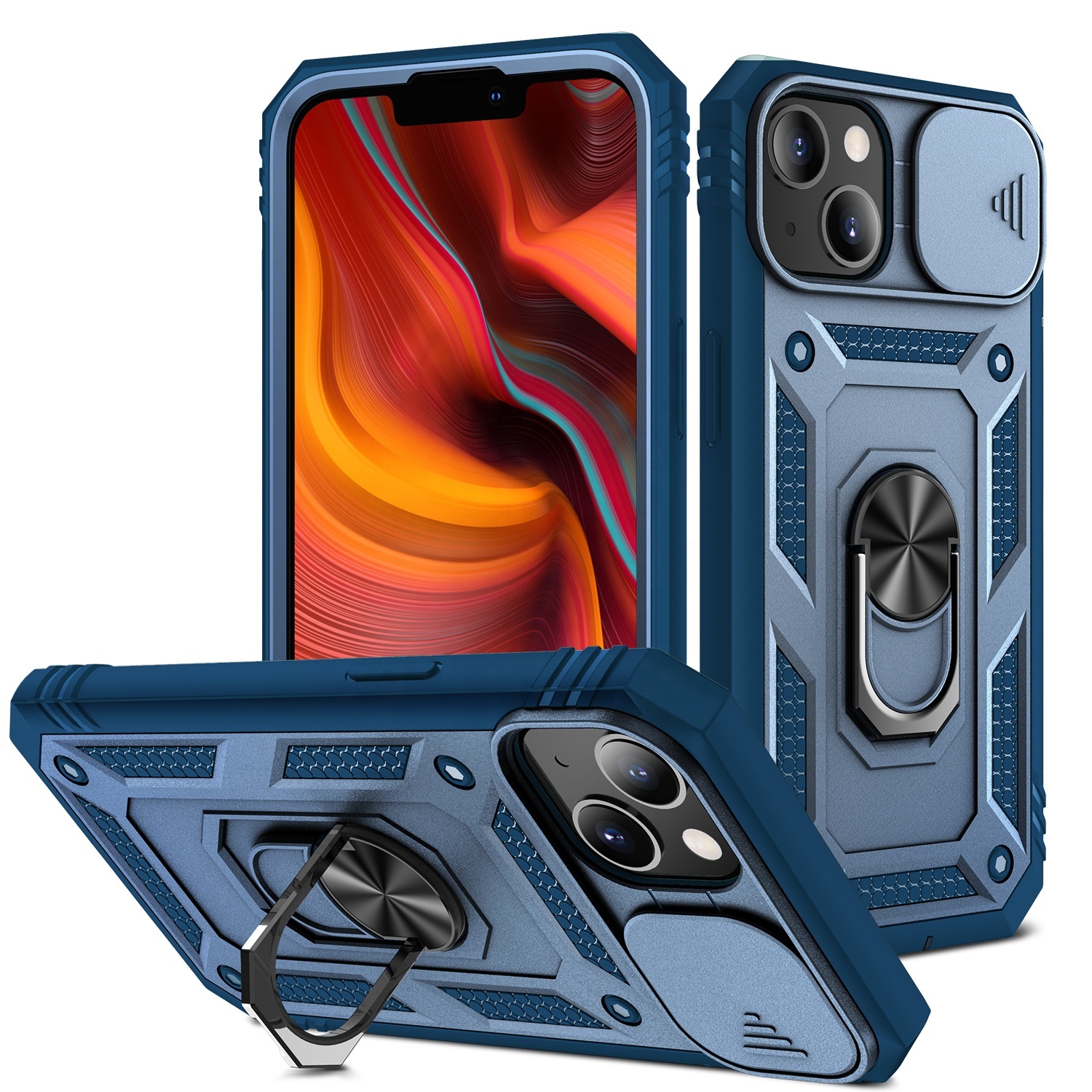 New Design Card Holder All-inclusive Shockproof Slide Lens Camera Protection Phone Case For iPhone 11 12 13 Mini Pro Max