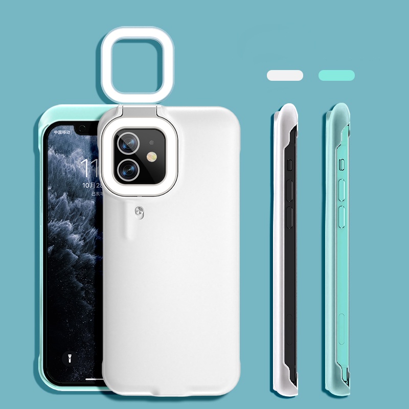 Phone Photo Led Selfie ring fill light Cover Ring Light Phone Case For iPhone Huawei Mate 40 Pro