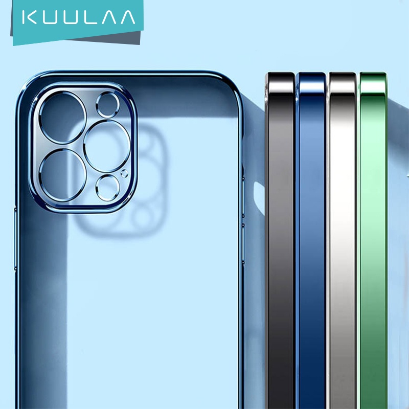 KUULAA Transparent Color For iPhone 12 Luxury Designer Black Thin Case For iPhone 12 Pro Max Case Luxury Phone Case