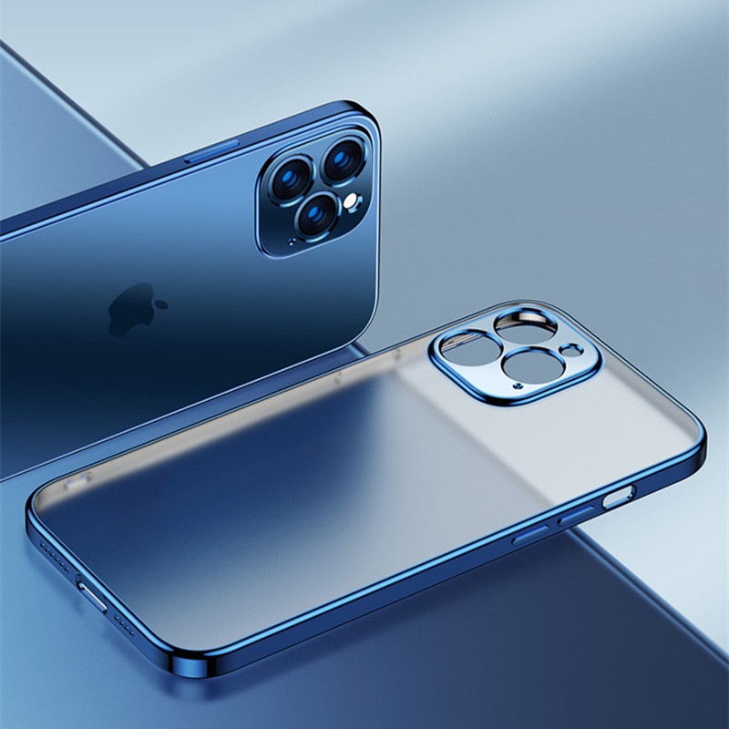 Laudtec Luxury Square Frame Electroplated Plating Clear Phone Case For iPhone 12 Pro Max Mini 11 XS Transparent Silicone Cover