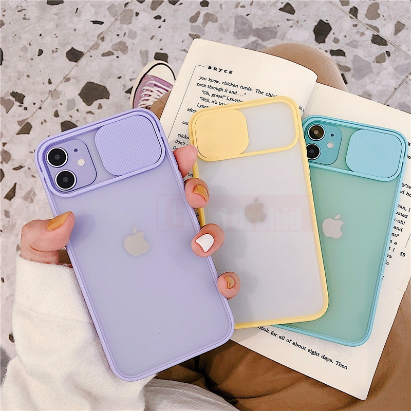 Sliding Camera Protect Frosted Matte PC Phone Case for iPhone SE 7 8  X XS XR XS Max 11 Pro Max Camera Lens Cover for iPhone 12