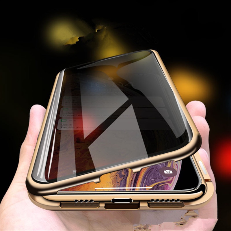 2019 Anti-peep Double Side Privacy Magnetic Phone Cover for iphone XR XS MAX Thin Anti-Spy Screen 360 Full Protective phone case