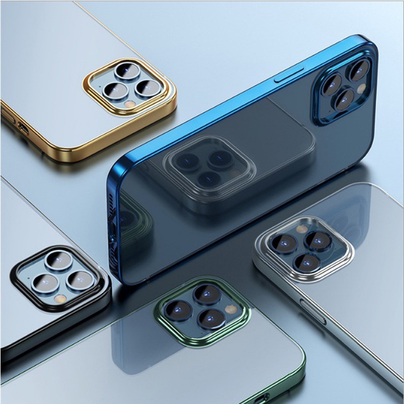 2021 Crystal Clear case for iPhone 12 Pro Max Metal Frame Shockproof Protective Slim Thin Cover 6.7 inch Clear cover