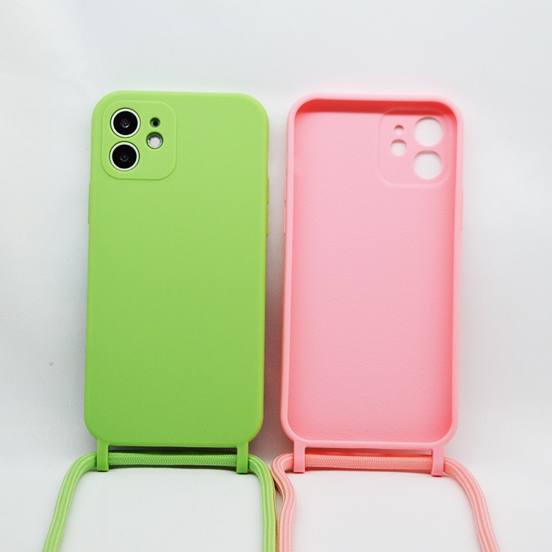 Liquid Silicone hanging sling Phone Case For iphone 11 Necklace crossbody phone case for iphone 12 phone strap cover