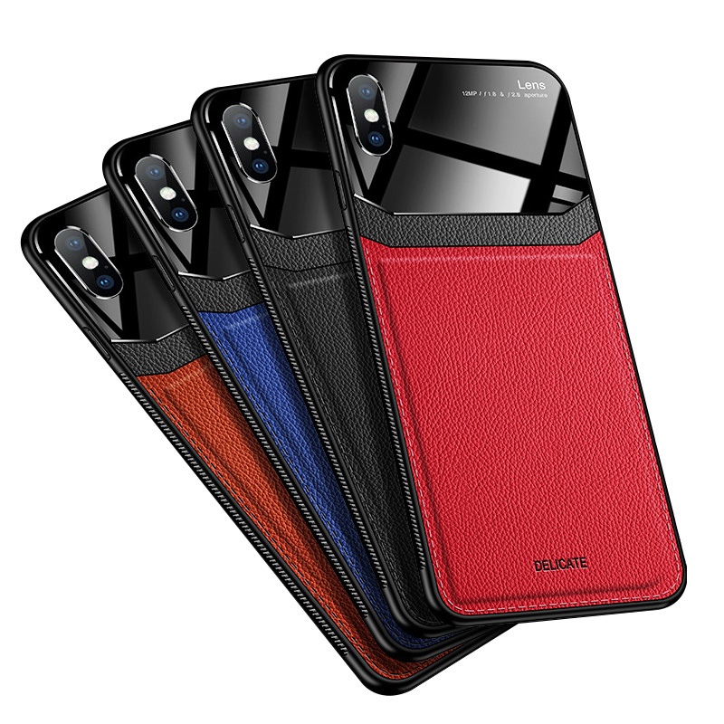 Luxury PC leather phone case smooth texture camera protective cases for iPhone X/XS covers for iPhone 11 11Pro