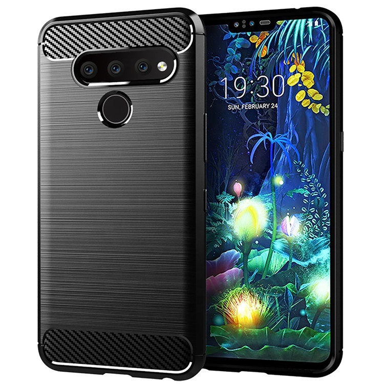 New models ultra thin soft TPU carbon fiber brushed luxury shock proof cell phone back covers case for LG V50 ThinQ
