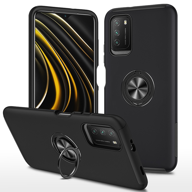 Magnetic Anti-fall Shockproof TPU PC 2 in 1 Bulk Phone Cases Ring Holder For Xiaomi Redmi Note 9 Pro 9A 10 11 K40 Case