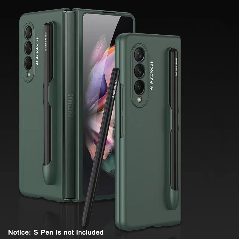 Ultra Thin Phone Case For Z Fold 3 With Pen Slot Holder Case For Samsung Galaxy Z Fold 3 5G Matte PC Full Protection Back Cover