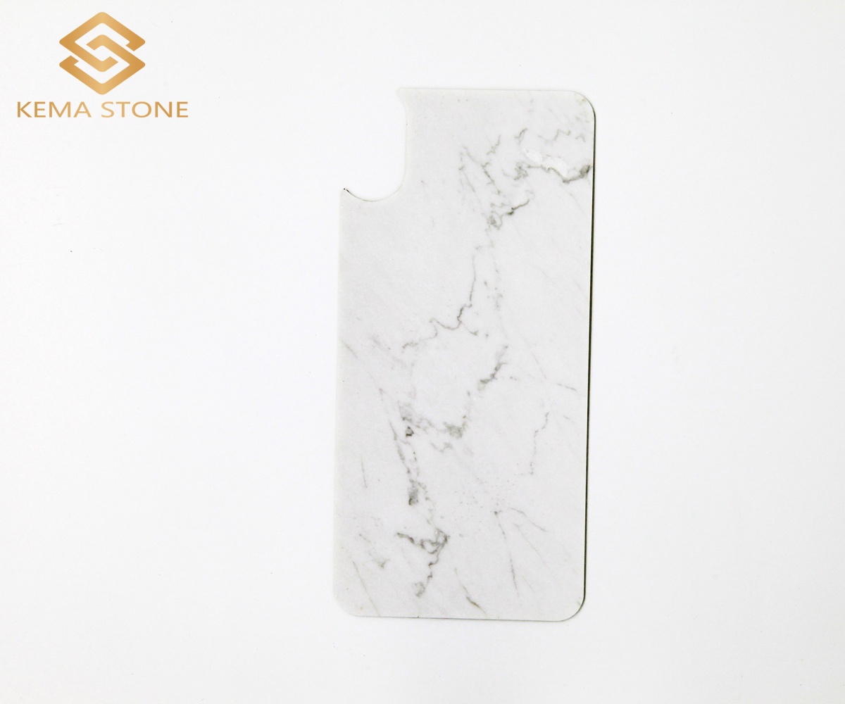 1mm CNC-Cut Super Thin Real Natural White Marble Sheet for Iphone Mobile Phone Case