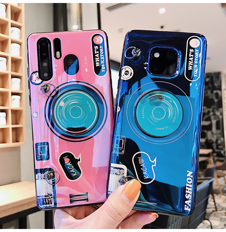 Thin Mobile Phone Case with Strap Camera Design Women Crossbody Shockproof Protective Cover for Huawei P20 P30