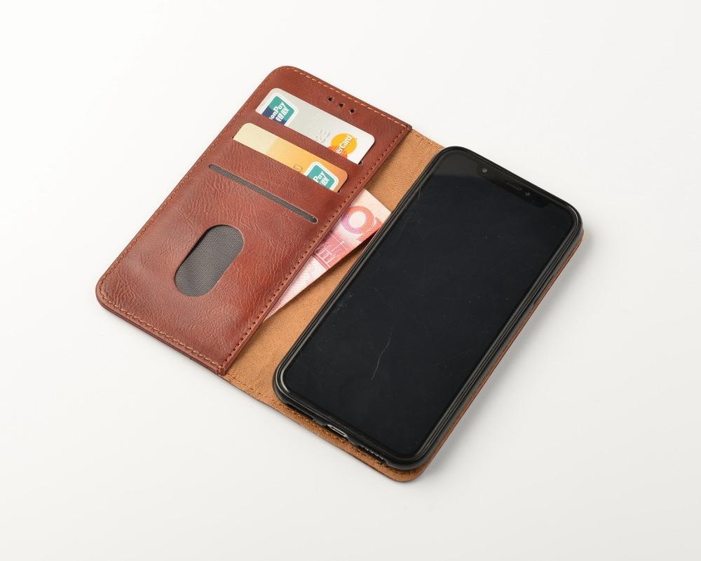Ultra Thin Copper Metal Magnetic Hand Made PU Leather Phone Case for iPhone/for Samsung
