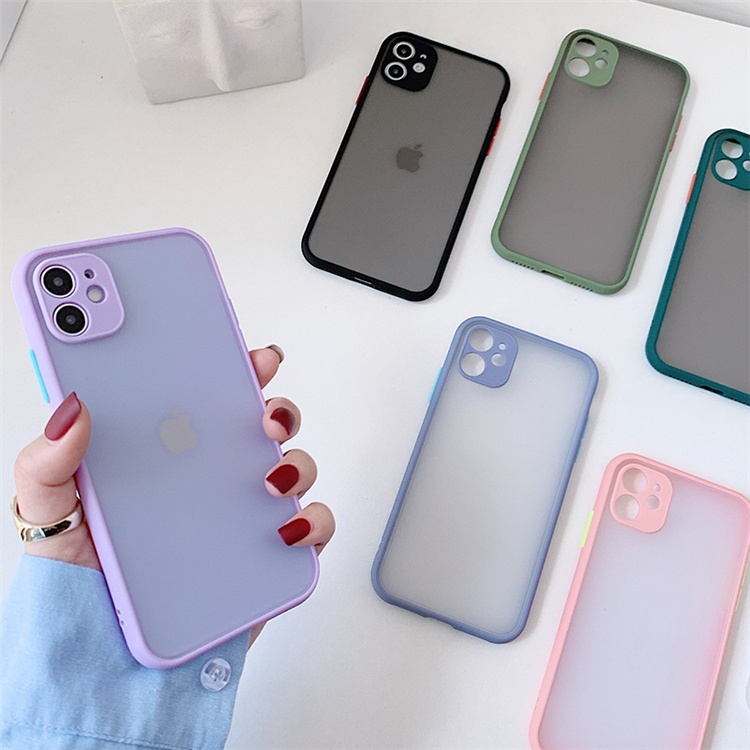 Shockproof Silicone Protection Clear Hard Phone Cover Case For iPhone 12 11 Pro Max 8 7 Plus X XR SE Candy Color Back Phone Case