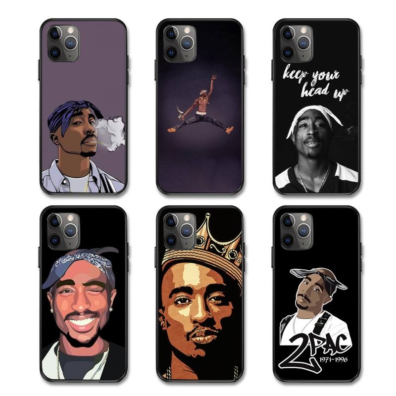 Rapper 2Pac Shock Proof Ultra Thin Soft TPU Designer Funda Para Sublimation Mobile Phone Case For iPhone 12 11 Pro Max