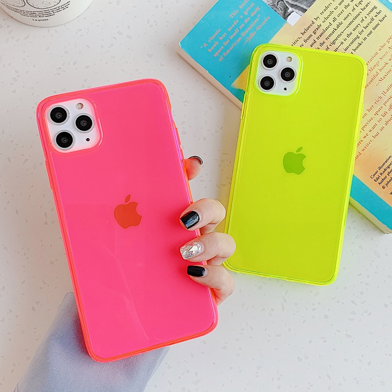 TPU Fluorescent Neon Phone Case For Iphone Neon Case Simple Design Shock Proof Durable For Iphone 12 Pro 11 Promax Xr Xs Max