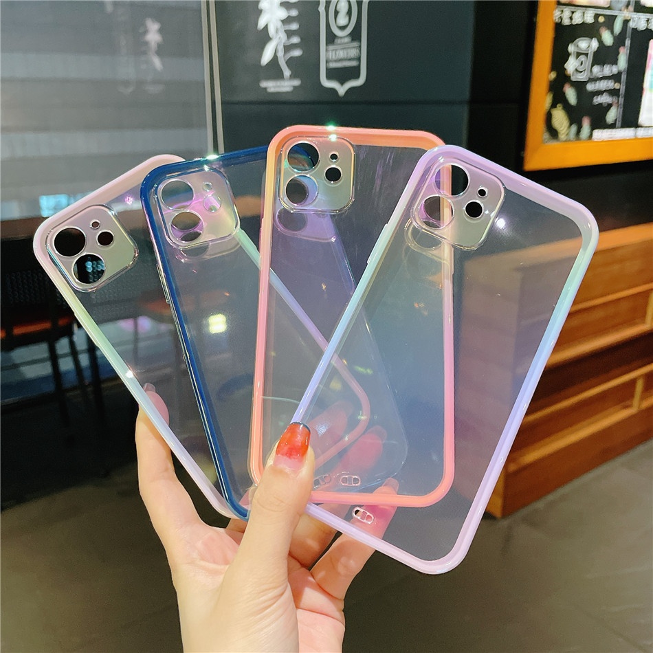 dropshipping aurora gradient colorful ultra thin clear soft tpu mobile phone case for iphone12 pro max phone back cover case