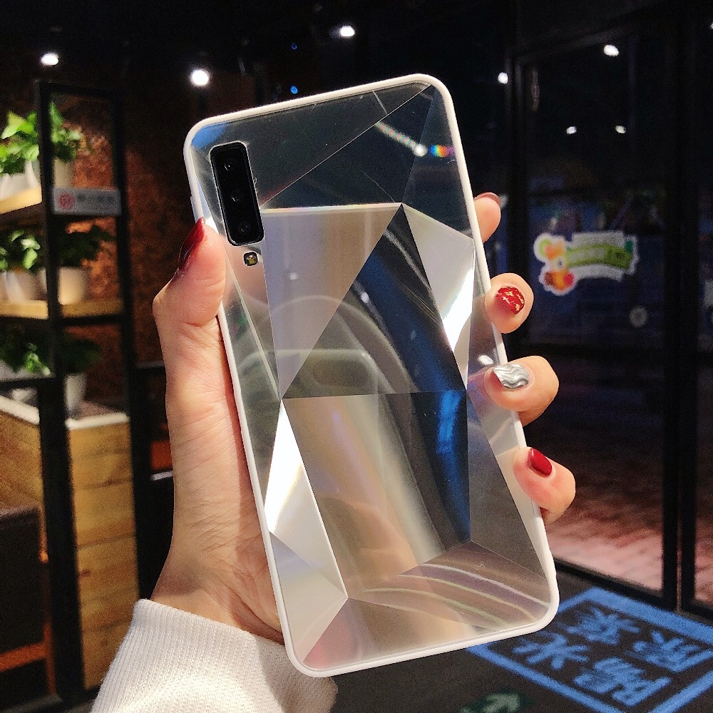 Luxury Diamond Texture case For Samsung Galaxy A9 A750 2018 A5 2017 Cover Thin Mirror Pattern For Samsung A6 A8 Plus Phone Case