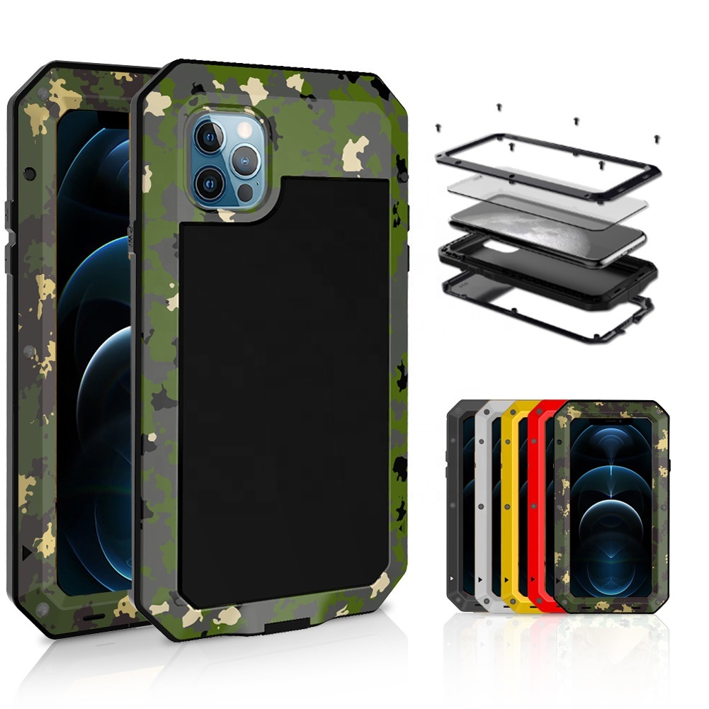 Dropshipping  Shockproof Waterproof Metal+Glass Adventure Time Military Thin Phone Cases for Iphone 12 mini XR