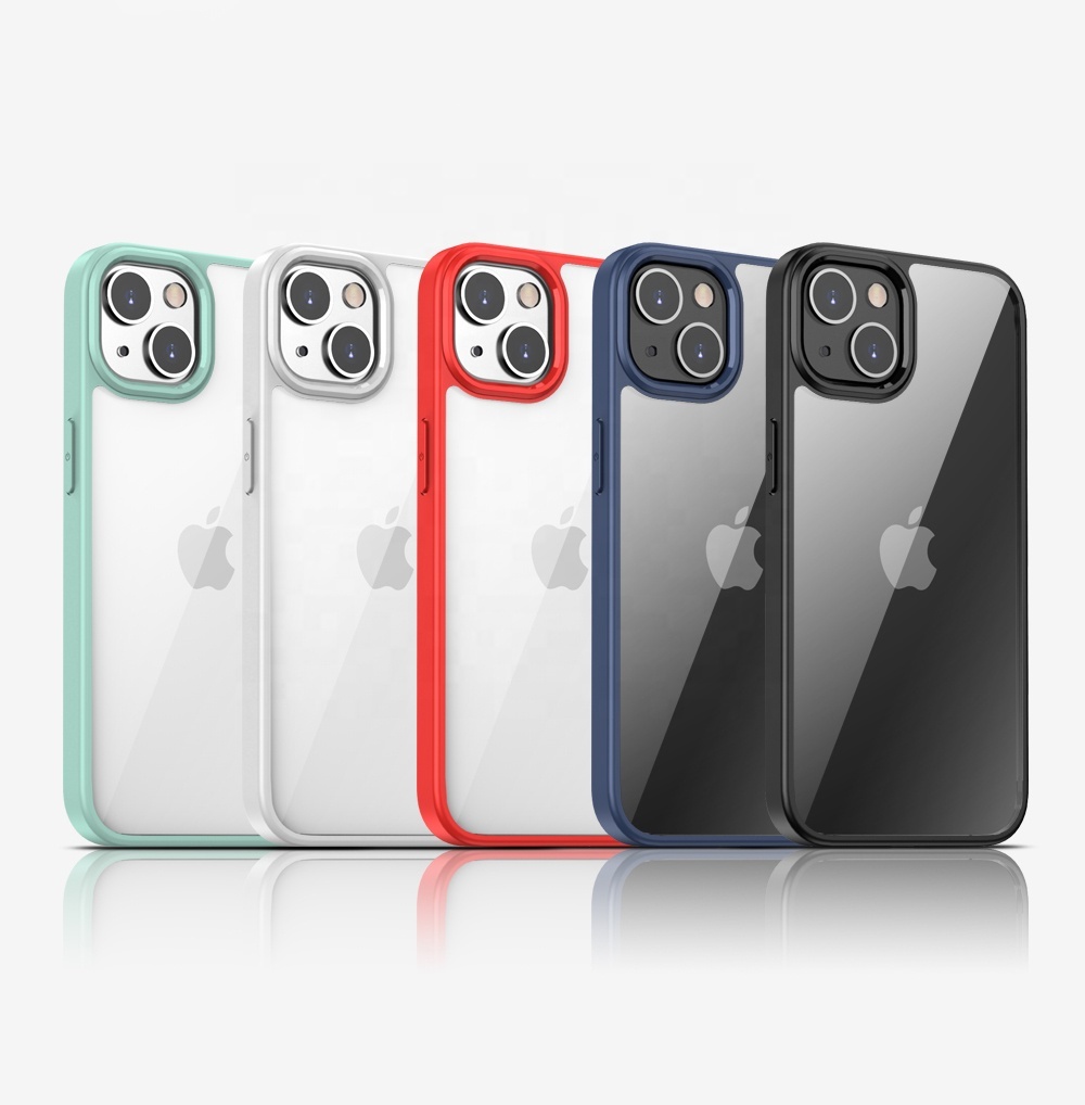 High Quality Transparent PC Back Cover for iPhone 13 Phone Case Anti Fall Shock Absorption Impact Thin Shell Silicone