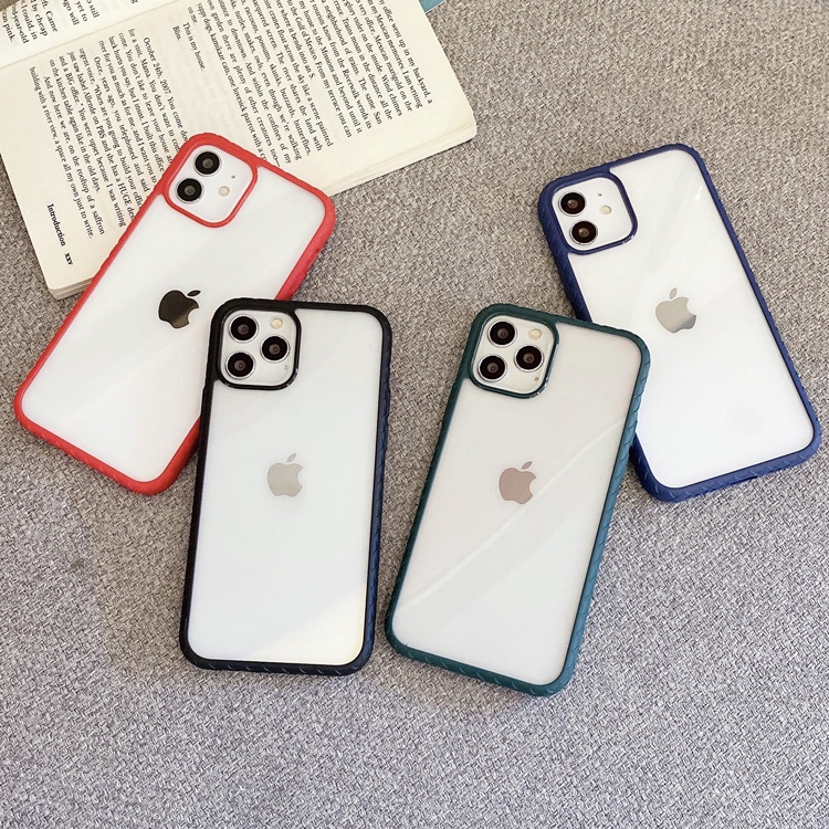 New arrival Transparent back cover Non-slip border tpu pc anti-shock bumper phone case for iphone 11 12Pro Max X XS XR 7 8