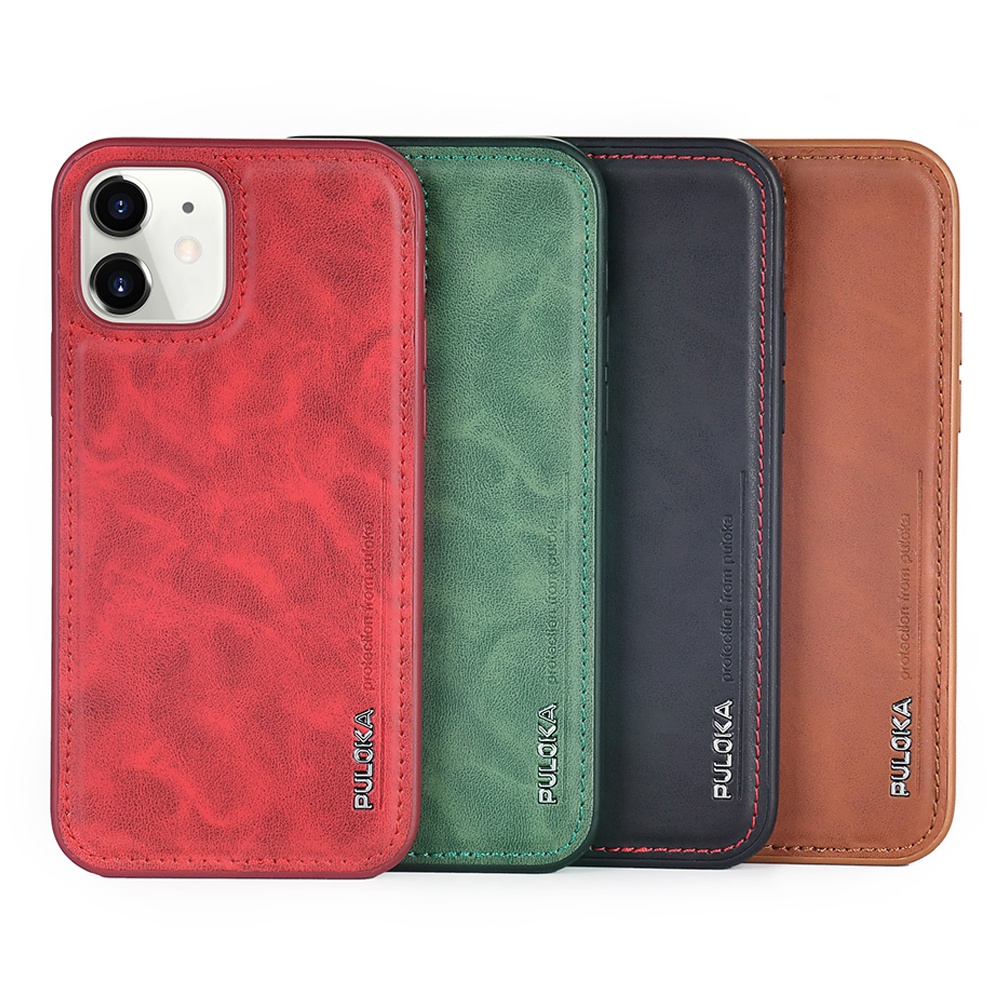 PULOKA Thin Simple Luxury PU Leather Mobile Phone Case for iPhone 12 11 Pro Max Phone Case