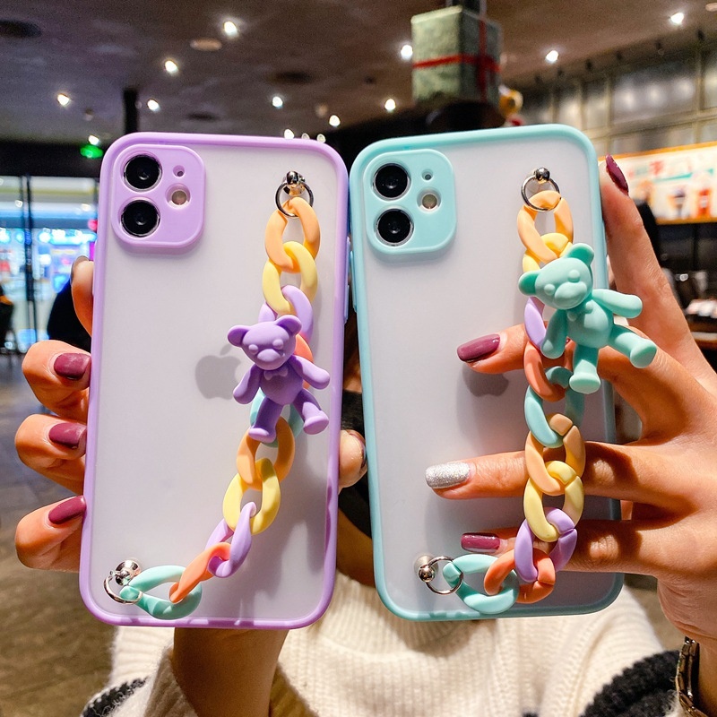 Matte transparent Rainbow bracelet bear phone case for iphone 12 Pro 12 Mini 11 Pro Max X XS Max Xr 7 8 6s Plus SE 2020 cover