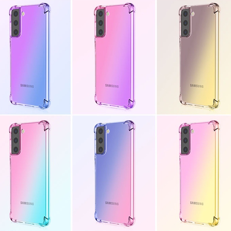 Luxury Gradient Color TPU Shockproof Bumper Case for Samsung S21 Ultra Thin Mobile Phone Case for Samsung Galaxy S21 S20 NOTE 10