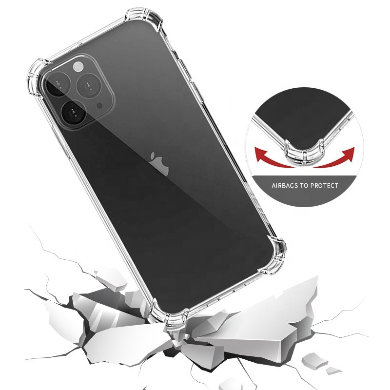 Utral-Thin Case For iPhone 13 12 Pro 11 Pro Max XR X 1.5mm Soft Clear Transparent TPU Cover Shockproof  Phone Cover with Air bag