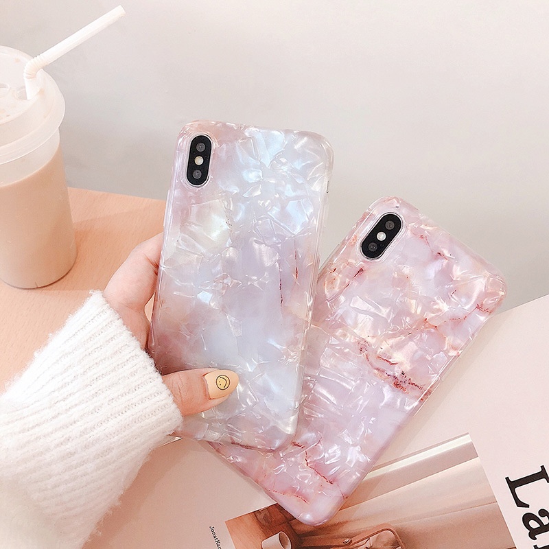 NEW Design Glitter Shell Pattern Marble Phone cover case for iPhone 7/7P/8/8P/X