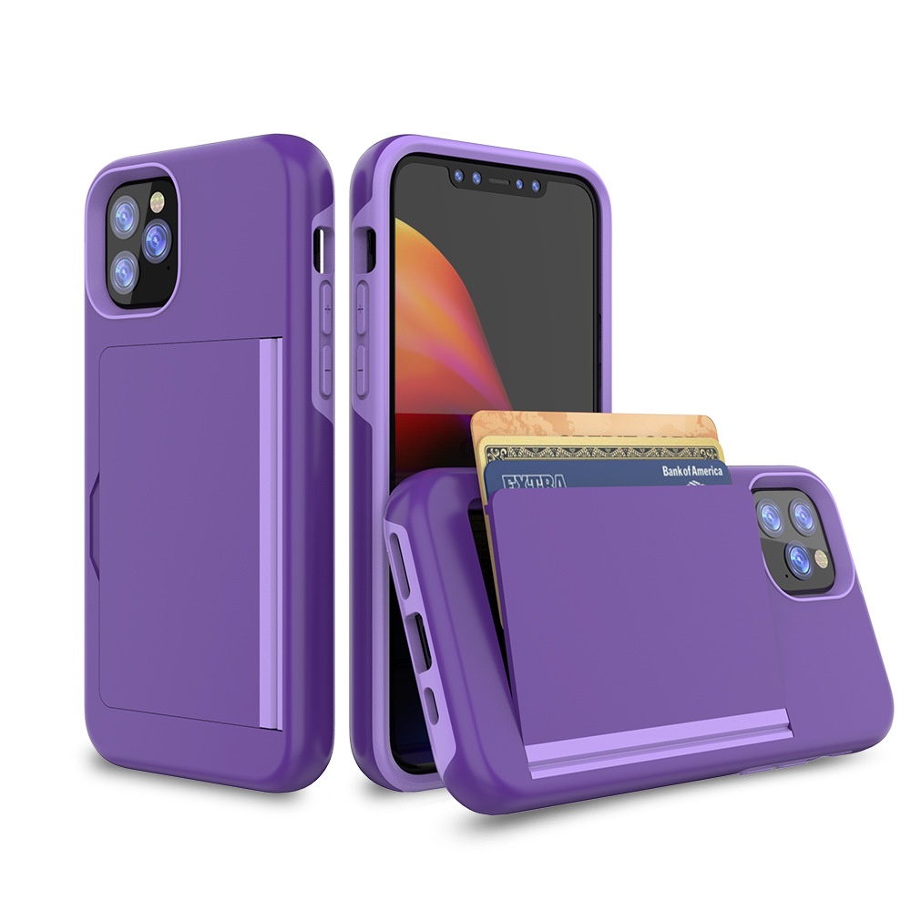 2 in 1 Ultra thin Shockproof TPU PC wallet case for iphone credit card slot holder mobile phone case