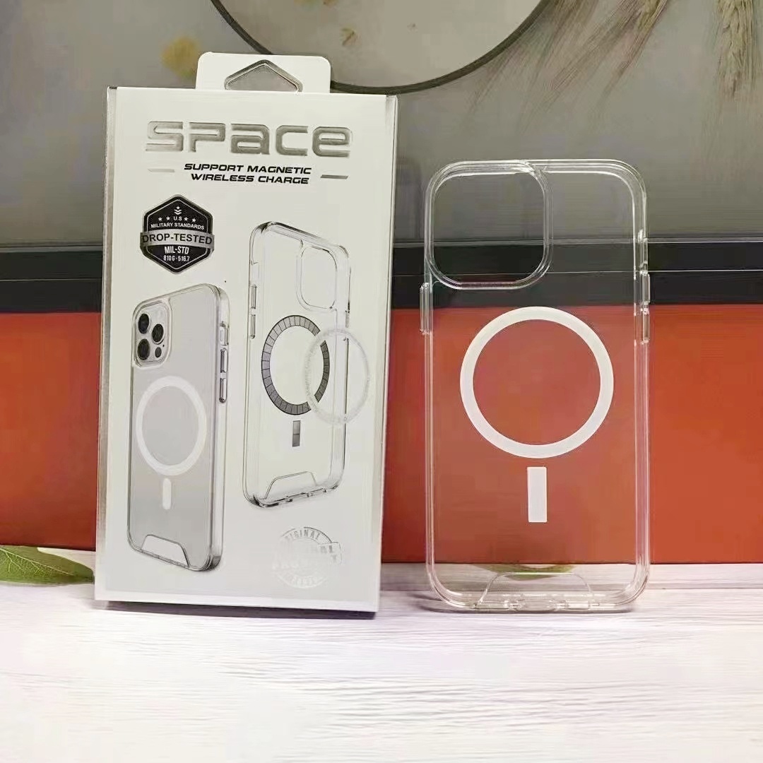 2021 Wholesale Amazon Top Seller New Product Transparent Thin space case magnetic Magnetic Clear Mobile Phone Case for iPhone 13
