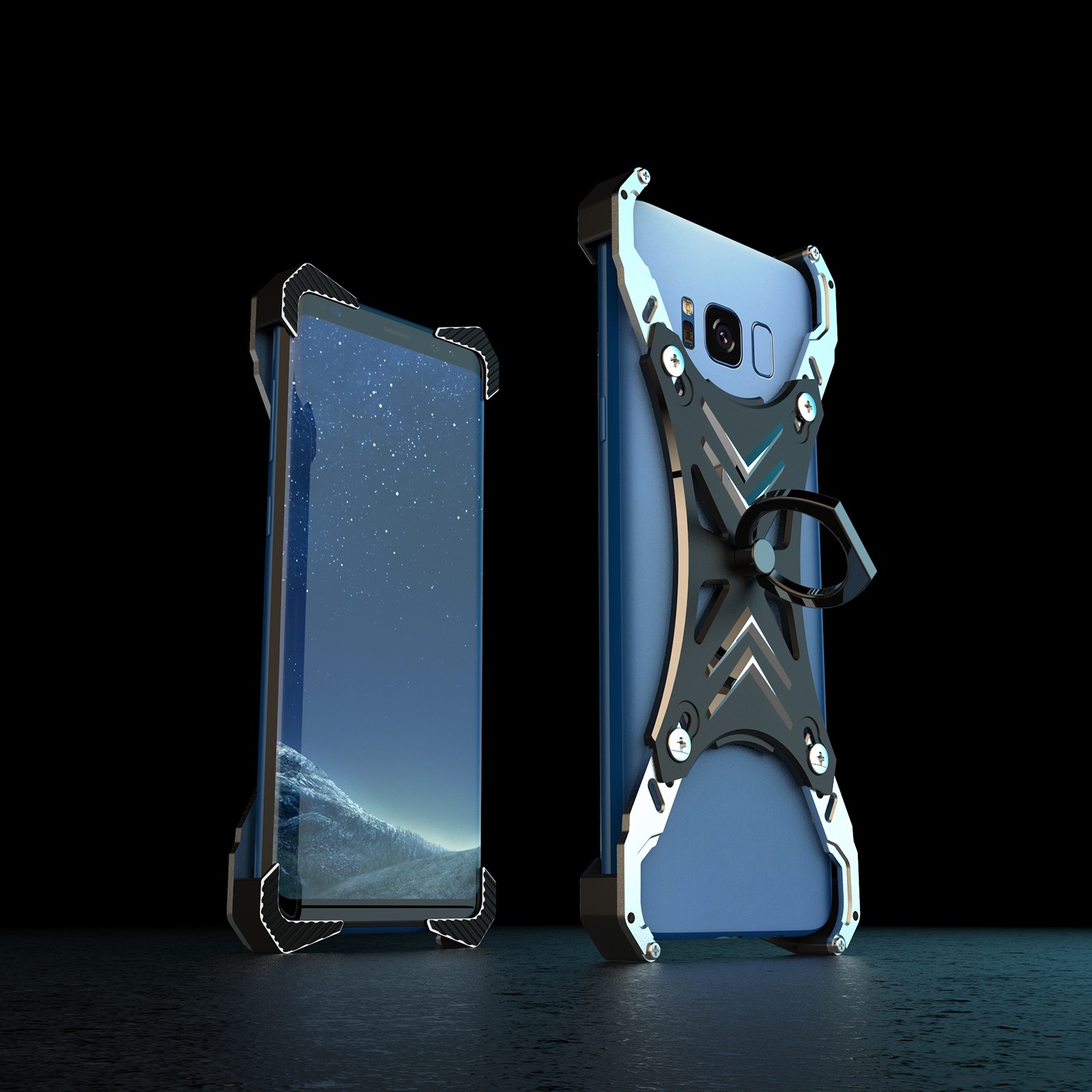 Adjustable Ultra Light Shockproof Aluminum Alloy Phone Case with Ring Phone Holder for Samsung S8 S8+