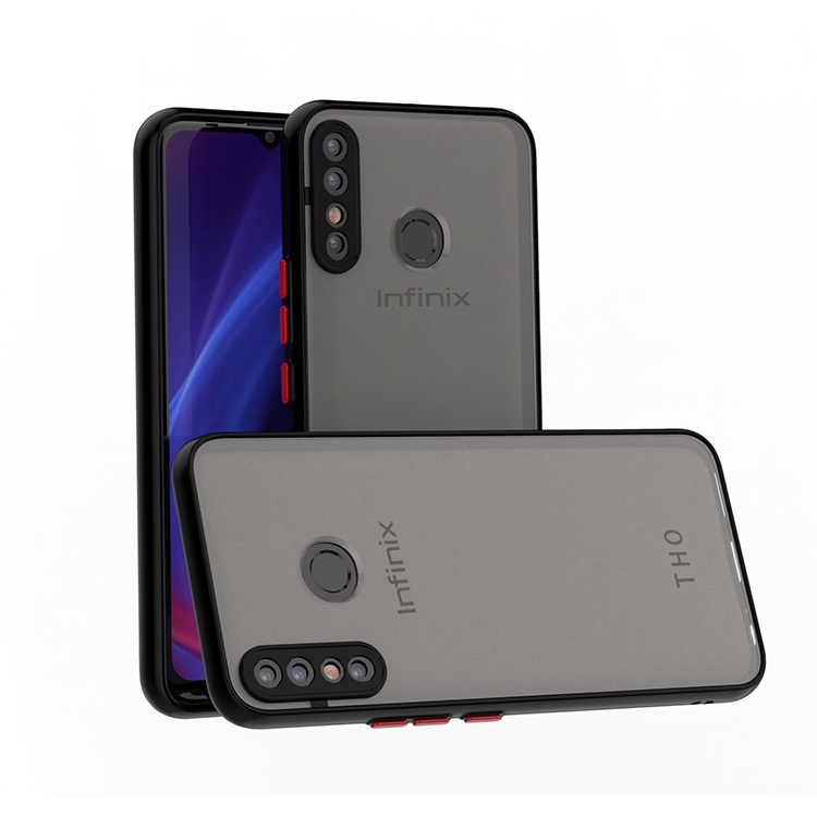 Accurate Hole design Thin TPU PC Phone Case For Infinix Hot 8 Translucent Matte Mobile Back Cover