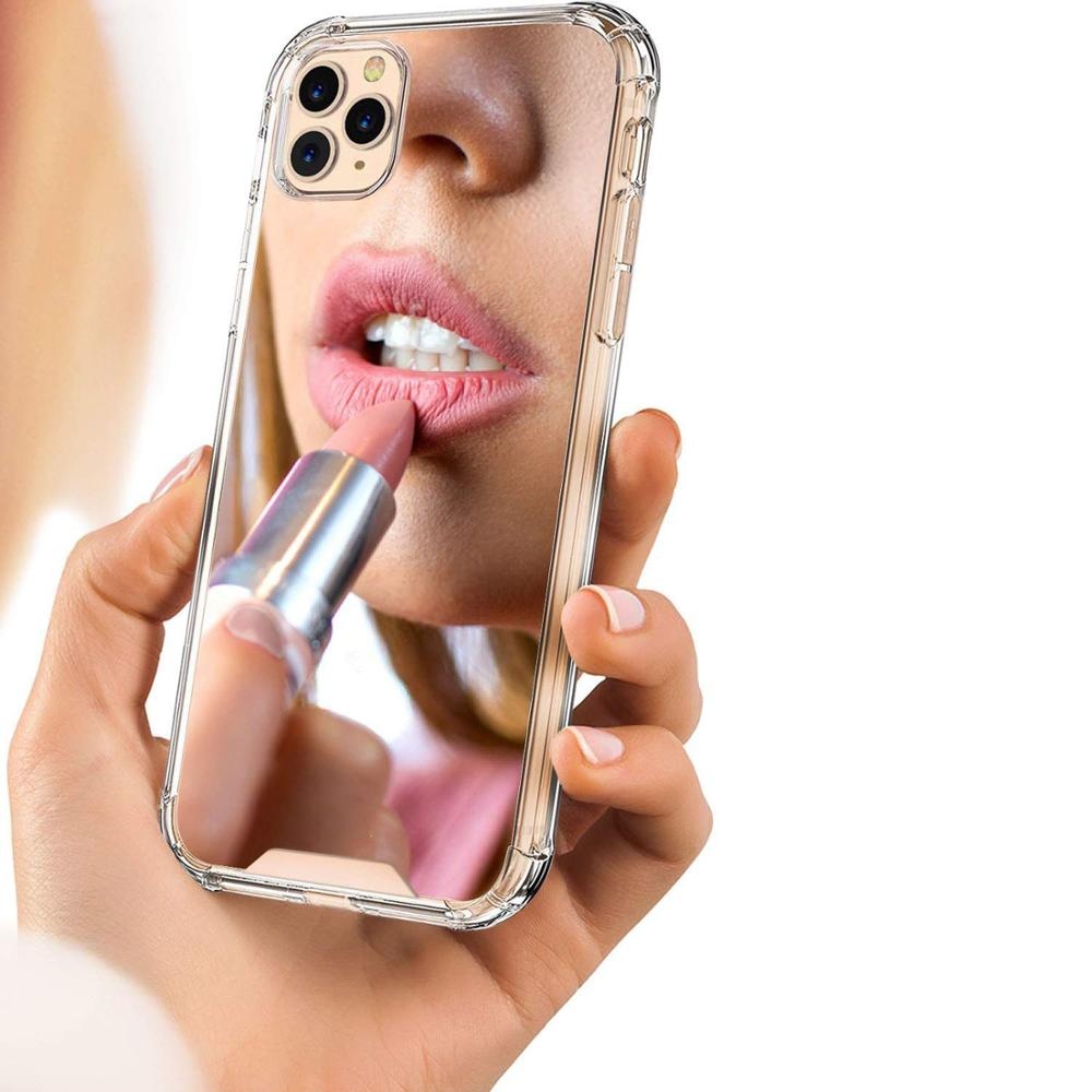 Fashion Mirror Phone case For 13 12 11 pro X Xs xr 7 8 plus Girl Women Case Rubber Ultra Thin Shockproof