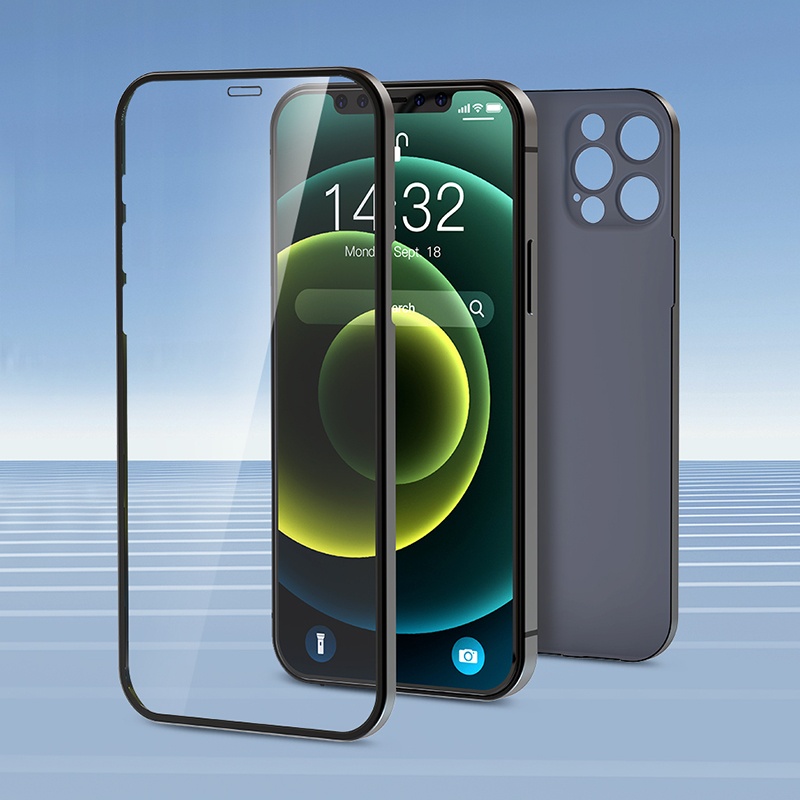 Devia Ultra-Thin Screen Protector and Phone Case 2 in 1 Tempered Glass Cellphone Front and Back Cover