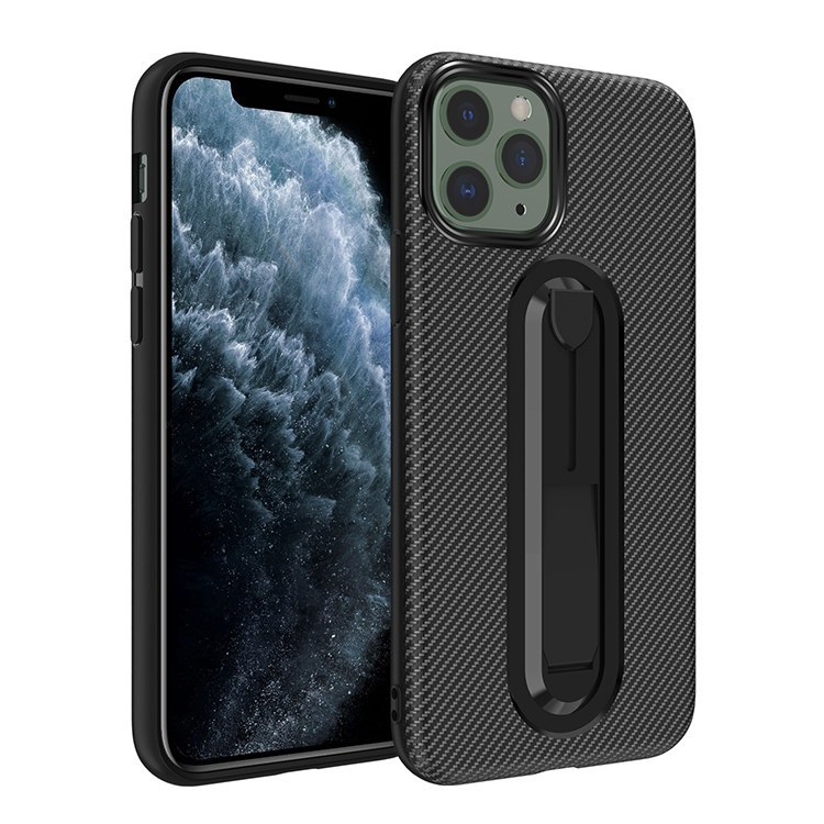 Ultra Thin Carbon Fiber Shockproof Kickstand Phone Case For Iphone 11 Pro Max