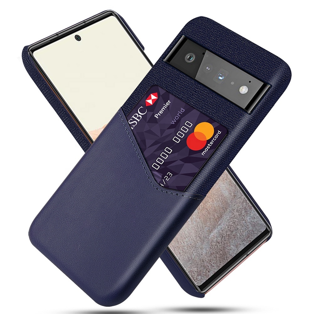 For Google Pixel 6 Pro 3XL 4A Slim Leather Fabric Card Holder Back Case