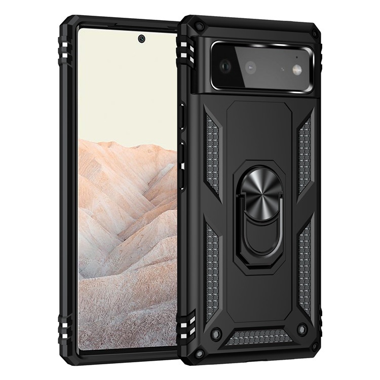 New Military Grade Full Body Rugged Ring Kickstand Phone Case for Google Pixel 6