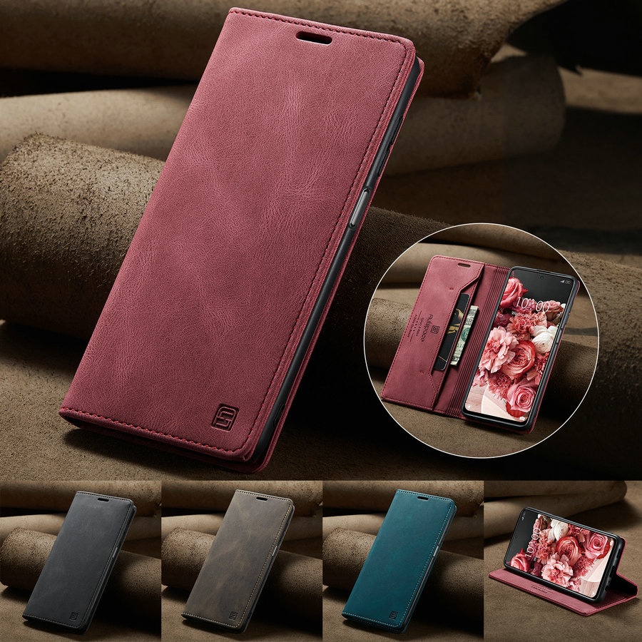Autspace for Xiaomi 10pro Poco F3 Case NFC Protector Block for Xiaomi 11lite redmi Note 10 Wallet Phone Case Magnetic Stand Case