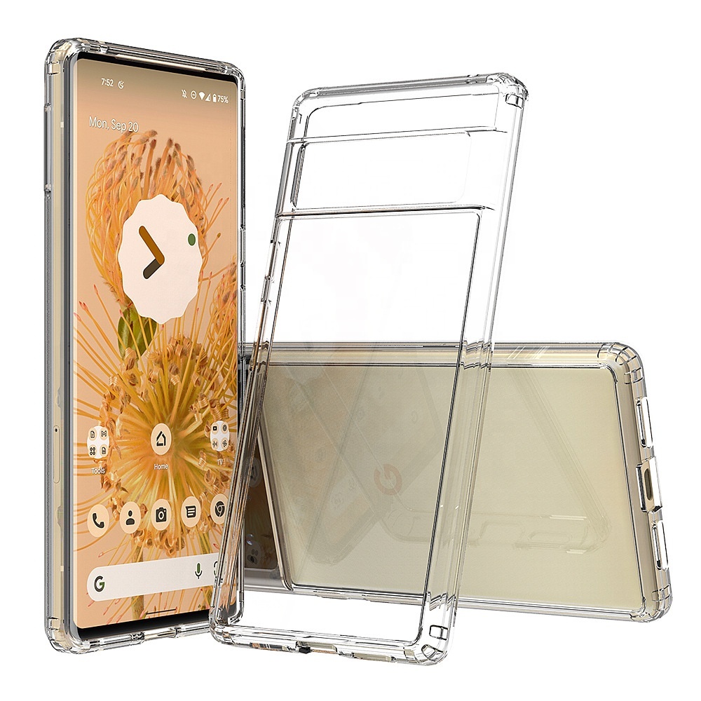 For Google Pixel 6 Wholesale Factory Cheap Shockproof Clear TPU Acrylic Cell Phone Case for Google Pixel 6 pro
