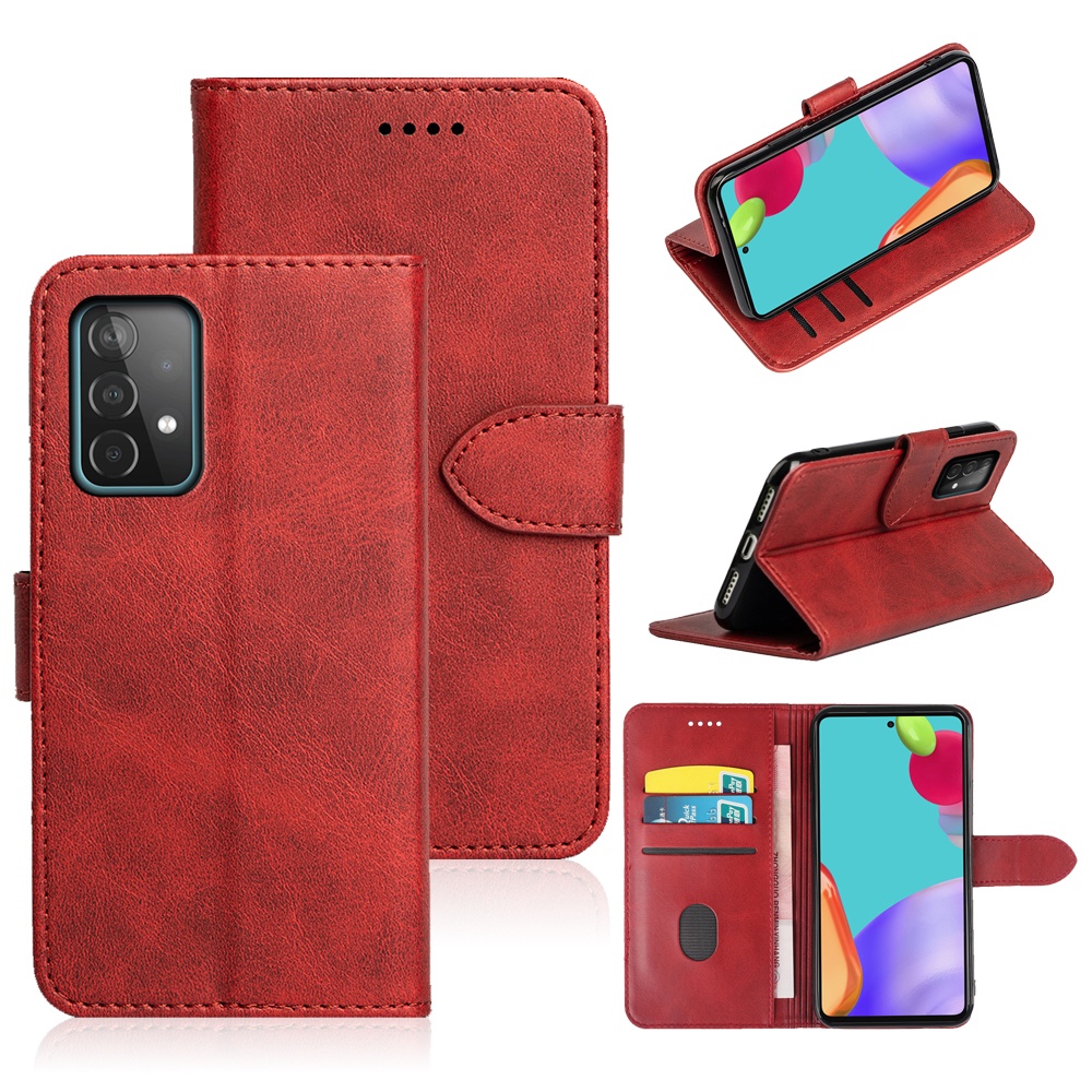 Custom Slim Fit Litchi Grain PU Leather Flip Card Holder Cover Wallet Phone Case for Samsung