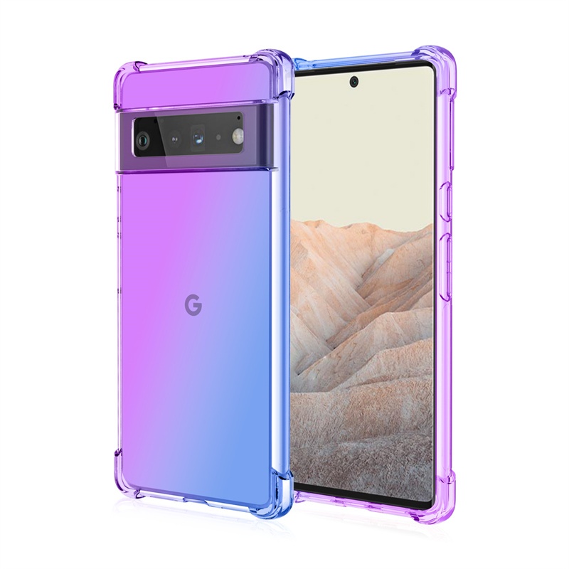 Soft TPU Anti-fall Phone Case For Google Pixel Smartphone Gradient Transparent Mobile Back Cover For Google Pixel 5 4xl 6 Pro