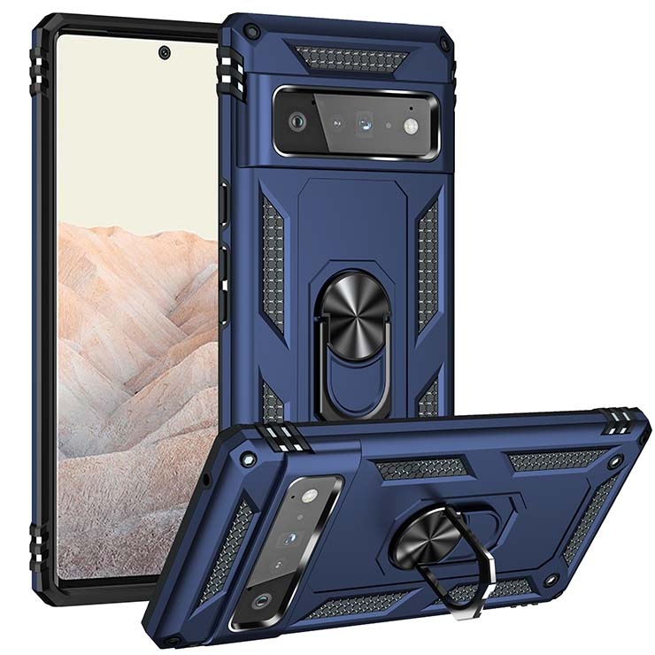 Hot selling Wholesale Factory High Quality Armor Kickstand Ring Holder Car Mount Blue Phone Case for Google Phone Pixel 6 Pro