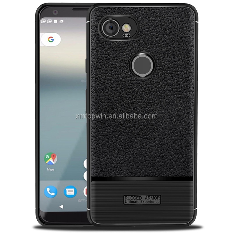 New! High Quality Litchi Grain TPU Phone Back Case Cover For Google Pixel 2 XL